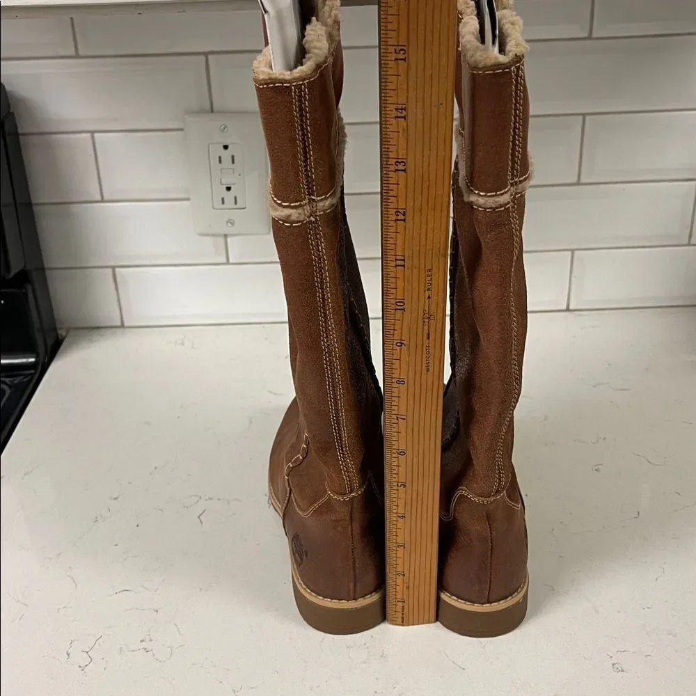 Timberland Shoreham 25669 Brown Leather Pull On Fold Down Boots Women’s 8.5